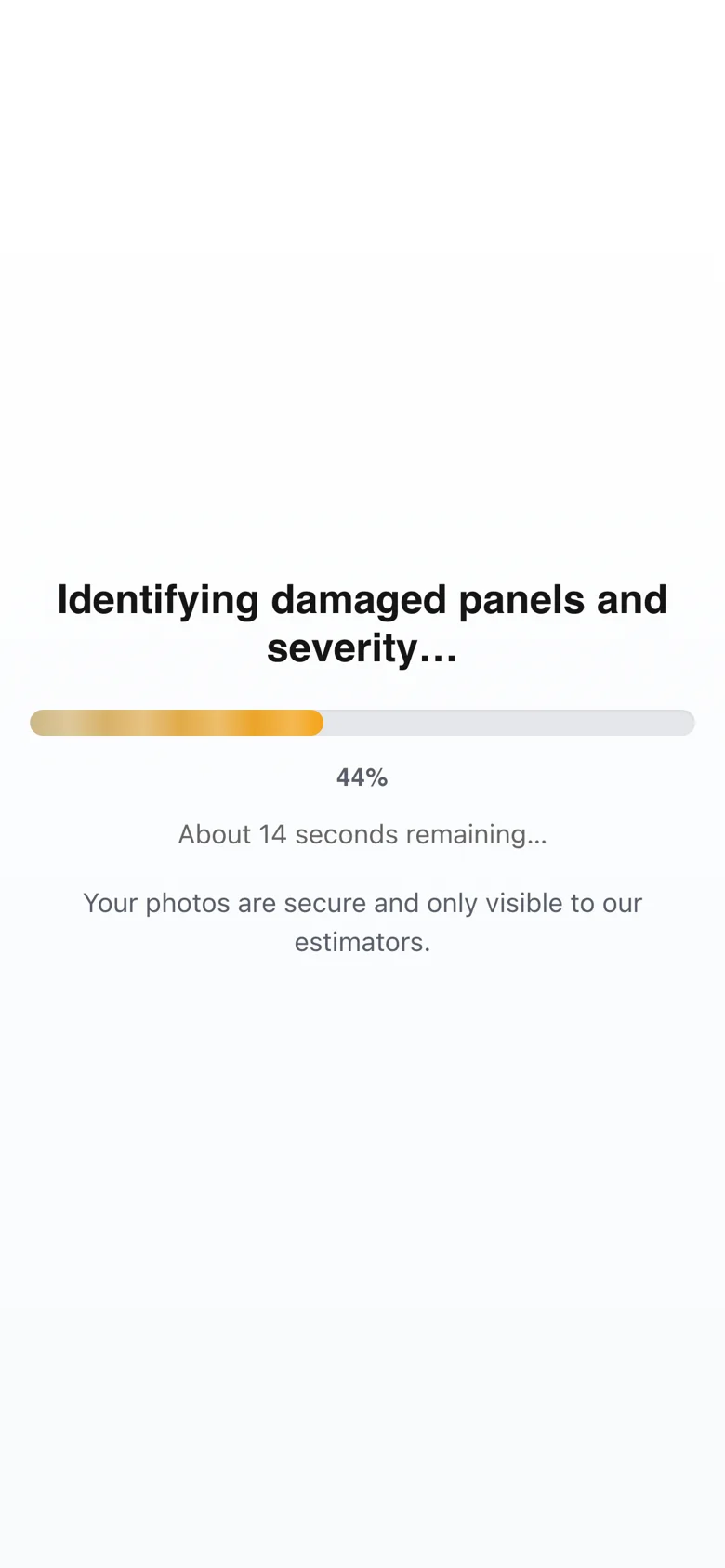 Step three: AI analyzing the photos, identifying damaged panels and severity